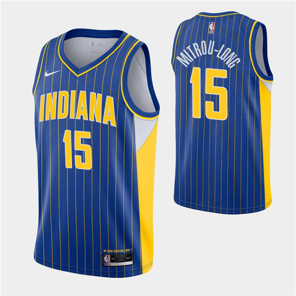 Men's Indiana Pacers #15 Naz Mitrou-Long Royal NBA City Swingman 2020-21 Stitched Jersey